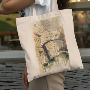 Vintage Venice Italy Scenic Canvas Tote
